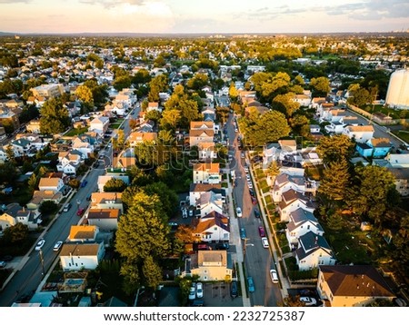 Aerial of Sunset in Garfield New Jersey Royalty-Free Stock Photo #2232725387