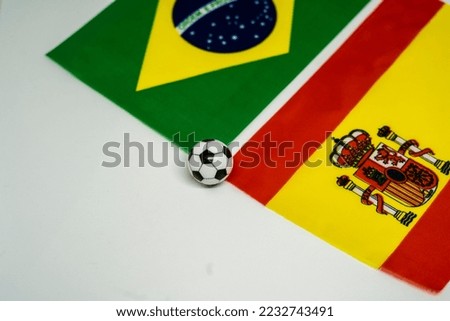 Brazil vs Spain, Football match with national flags