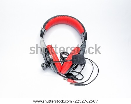 Headset headphones isolated on white paper background.