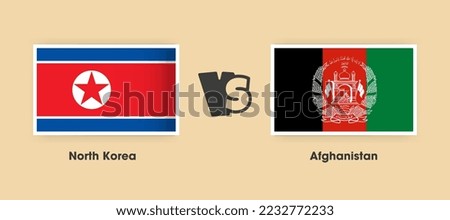 North Korea vs Afghanistan flags placed side by side. Creative stylish national flags of North Korea vs Afghanistan with background