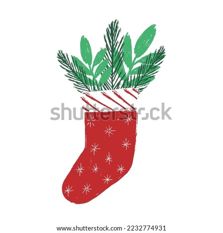 christmas sock isolated on white vector illustration