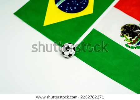 Brazil vs Mexico, Football match with national flags