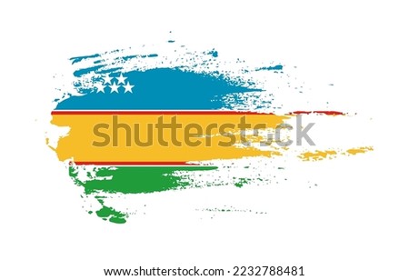 Grunge brush stroke flag of Karakalpakstan with painted brush splatter effect on solid background