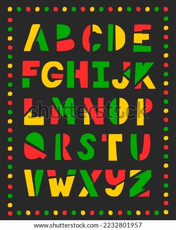 Alphabet of Junetenth Themes with Dots Frames and Black Background