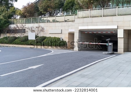 Modern building underground parking lot exit