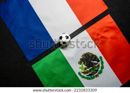 France vs Mexico, Football match with national flags