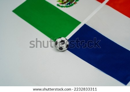 France vs Mexico, Football match with national flags