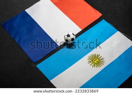 France vs Argentina, Football match with national flags