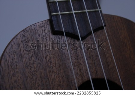Photograph of a ukulele, a stringed musical instrument.