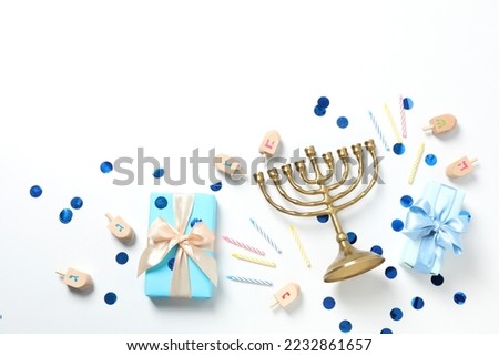 Сoncept of Jewish holiday, Hanukkah, space for text Royalty-Free Stock Photo #2232861657