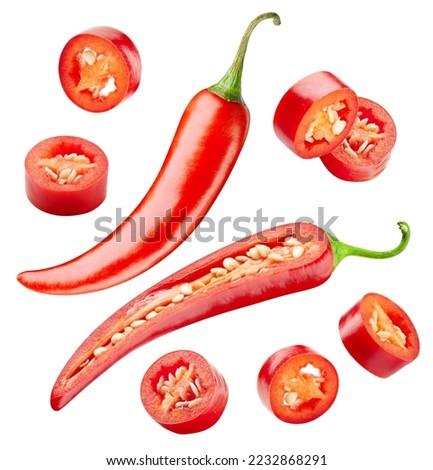 Red hot chili pepper isolated on white background. Cayenne pepper clipping path Royalty-Free Stock Photo #2232868291