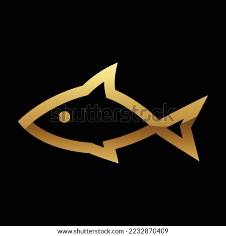Golden Abstract Glossy Fish on a Black Background