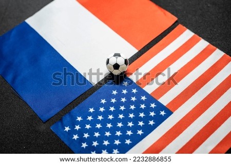 France vs USA, Football match with national flags