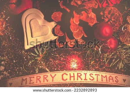Decoration for Christmas with text in english MERRY CHRISTMAS