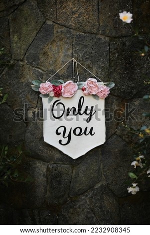 The rose-decorated text "Only You" in a park called Camellia Hill in Jeju Island, Korea