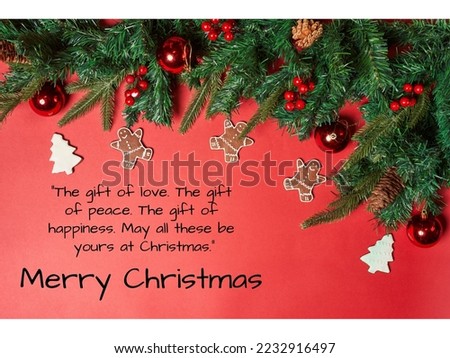 Merry Christmas wishes on beautiful red background.
