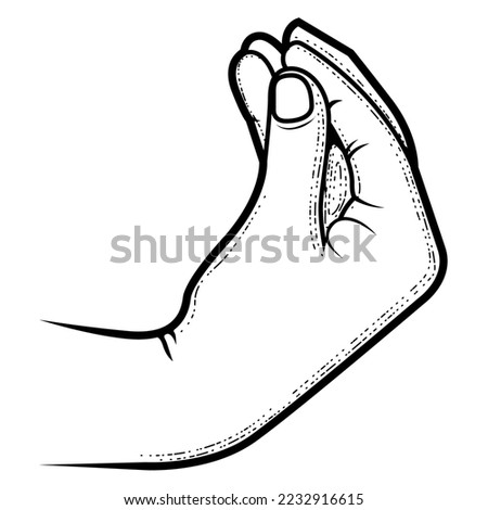 Pinched fingers, Italian hand gesture che vuoi or bellissimo, tasty food and distrust sign, finger purse, vector Royalty-Free Stock Photo #2232916615
