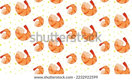 Hand drawn seafood seamless pattern. Shrimp background cartoon style shrimp. Vector illustration