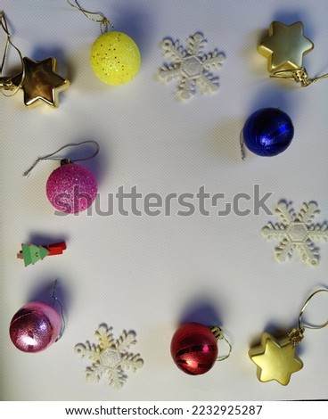 Christmas accessories.  Christmas balls and stars.  New Year mood