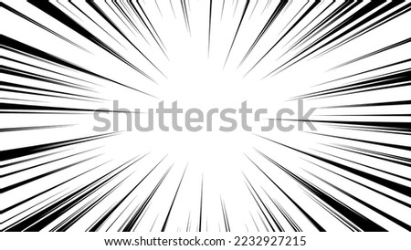 Background illustration of Comic Radial Speed Lines, monochrome vector graphic effects (16:9) Royalty-Free Stock Photo #2232927215