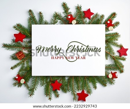 Merry Christmas wishes and happy new year. Bright Winter holiday composition. Greeting card, banner, poster