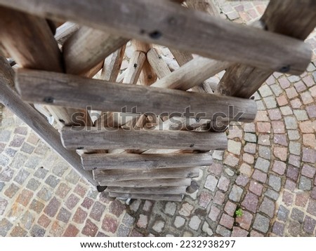 A picture of a detail of a wood veranda