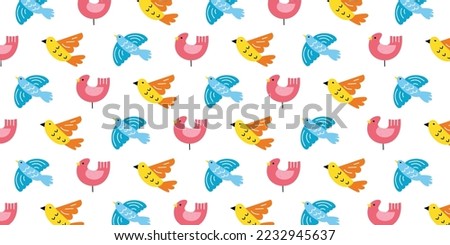 Abstract Cute Bird background design with pattern composition. Trendy wallpaper for creative project and print design