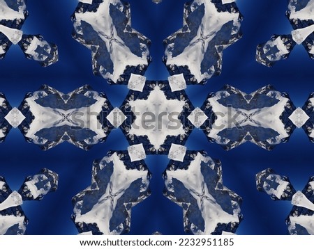 Dark blue sky floral abstract background kaleidoscope unique and aesthetic pattern
