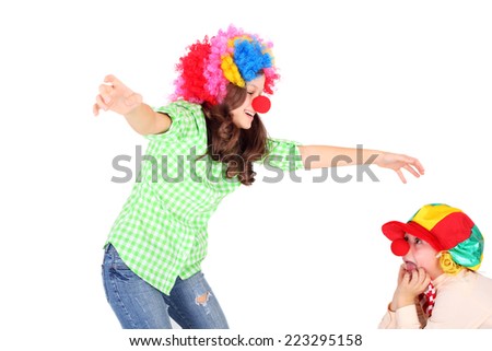 cute little children dressed as the clowns