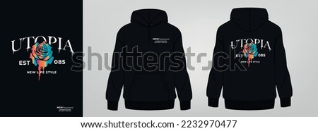 black hoodie, art design, rose in back Royalty-Free Stock Photo #2232970477