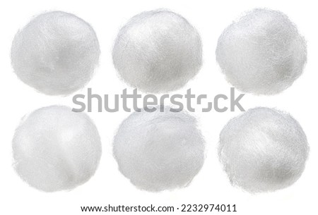Balls of fluffy cotton wool isolated on white background Royalty-Free Stock Photo #2232974011