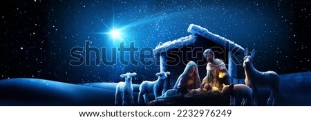 Nativity Of Jesus. Religious Scene of the Sagrada Familia Royalty-Free Stock Photo #2232976249
