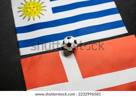 Uruguay vs Denmark, Football match with national flags