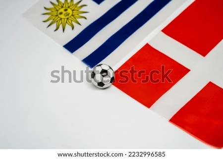 Uruguay vs Denmark, Football match with national flags