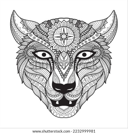 Leopard line art design for coloring book for adult, tattoo, t shirt design and so on .