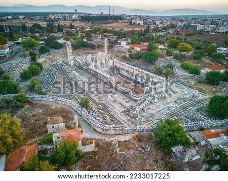 Drone view over Temple of Apollo in Didyma Ancient City at sunrise in Didim, Turkey
 Royalty-Free Stock Photo #2233017225