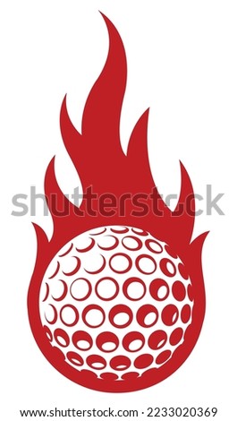Golf ball in burning fire flame Golf ball vector image car sticker motorcycle decal and sport logo template