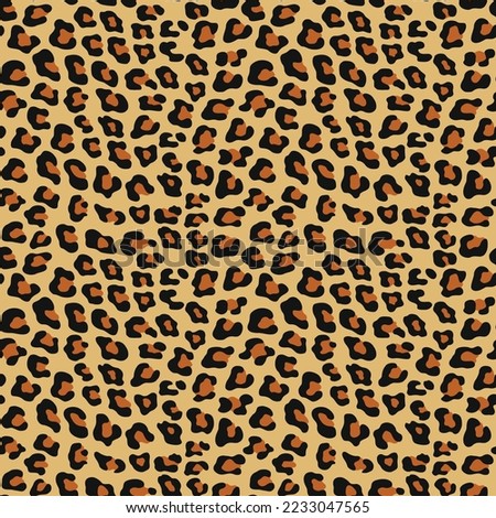 Yellow leopard seamless print, cat skin animal print, vector