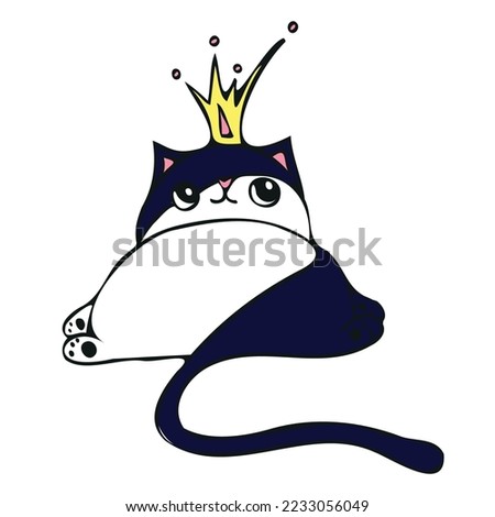 Vector cat in a crown, fat cat