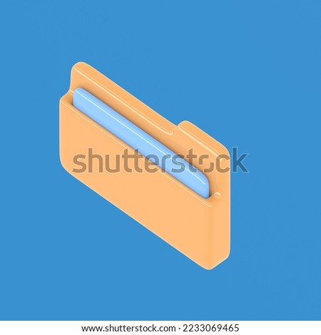 isometric desktop interface folder isolated on blue background simple ui 3d rendering