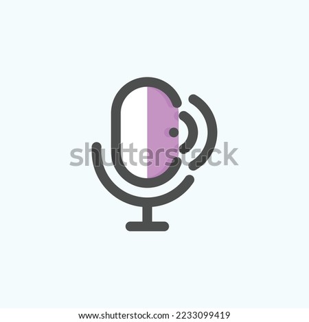  microphone icon, isolated internet of things colored outline icon in light blue background, perfect for website, blog, logo, graphic design, social media, UI, mobile app