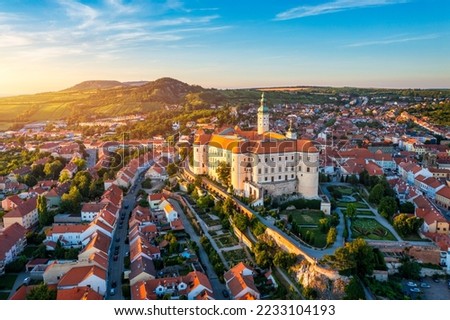 Mikulov Castle in the town of Mikulov in South Moravia, Czech Republic. View of the Beautiful City of Mikulov in the Czech Republic, with the Impressive Mikulov Castle Royalty-Free Stock Photo #2233104193