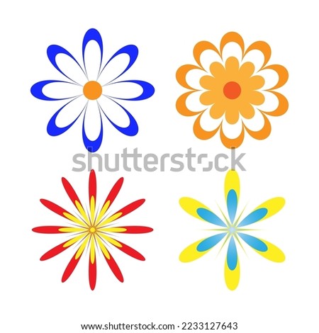cartoon flowers icons. Simple nature floral background. Mother nature. Vector illustration. stock image. 