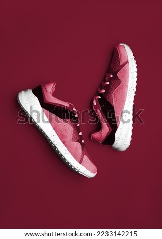One Pair of sport shoes. New 2023 trending PANTONE 18-1750 Viva Magenta color