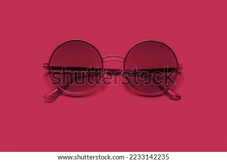 Beautiful trendly sunglasses. New 2023 trending PANTONE 18-1750 Viva Magenta color