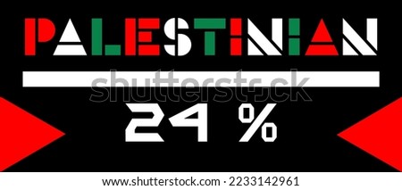 24% percentage Palestinian with Flag color vector art illustration with stylish font, white, green, red and black color. Sign label.