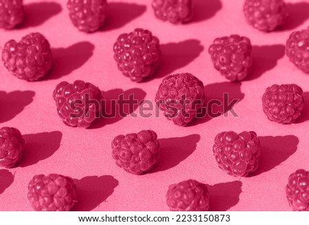 Raspberry pattern in trend color of 2023 viva magenta. Royalty-Free Stock Photo #2233150873