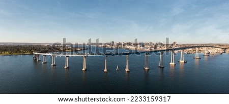 The San Diego Coronado Bridge is a concrete steel girder bridge, crossing over San Diego Bay in the United States, linking San Diego with Coronado, California.