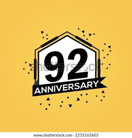 92nd years anniversary logo, vector design birthday celebration with geometric isolated design.