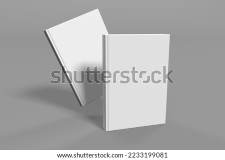 Realistic 3d book mockup illustration with 2 hard covers. Book mockup standing on isolated gray background with shadow. 2 hardcover books.